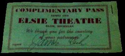 Elsie Theatre - Old Ticket Stub